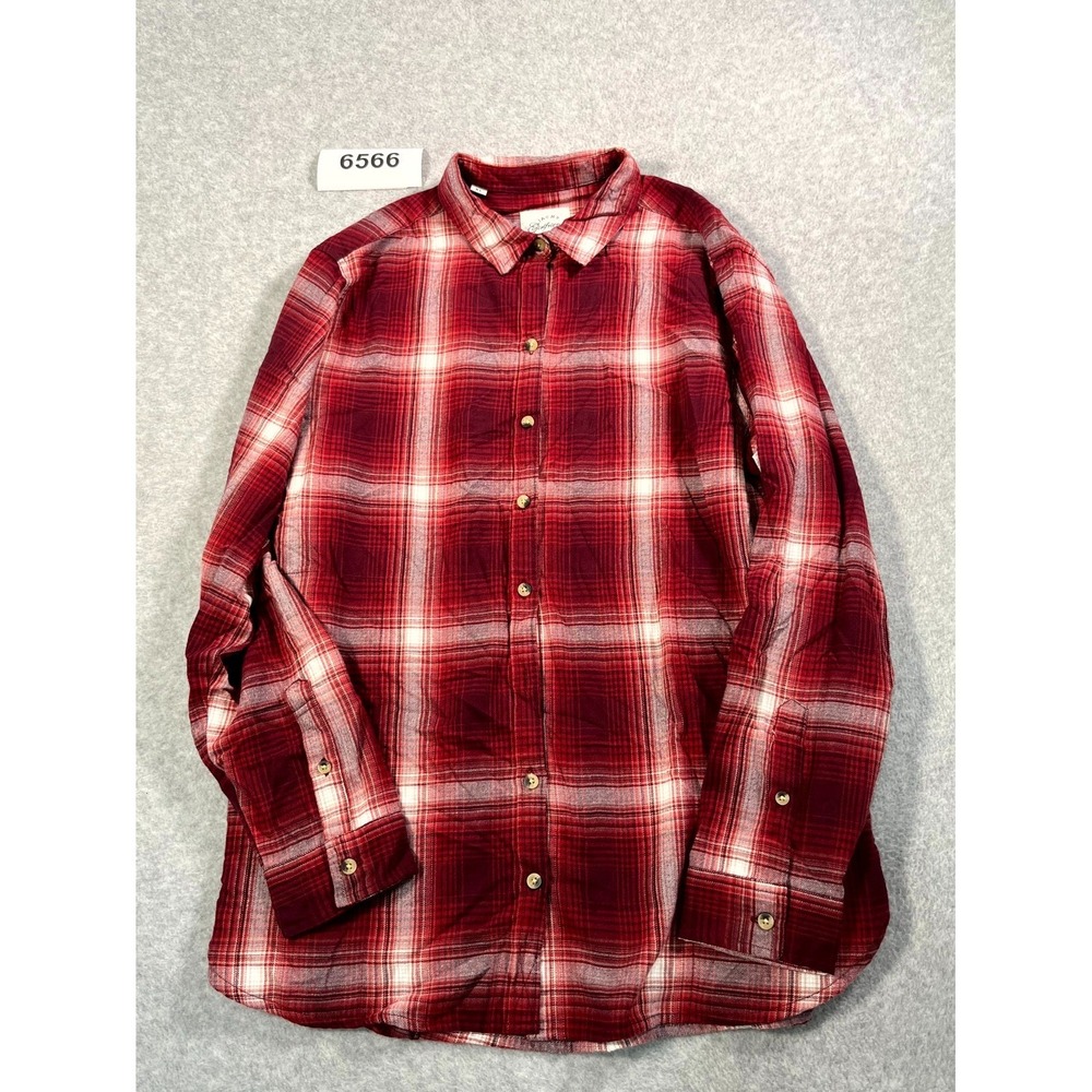 Jachs Girlfriend Flannel Shirt Womens XL Multicolor Plaid Collared Button Up